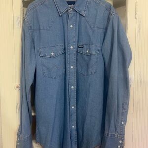 Wrangler Blue Denim Men's Pearl Snap